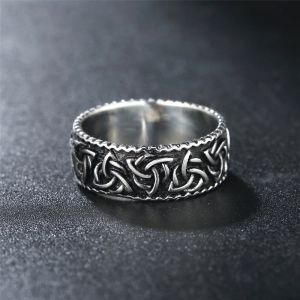 Nordic 14K Wit Goud Viking Ring Mannen Amulet Retro Odin Celtics Knoop Trinity Ringen Voor Mannen Mode-sieraden Gift