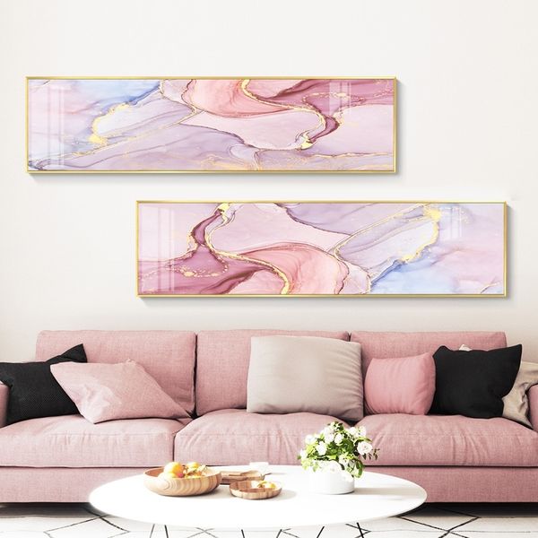 Nordique abstrait doré mur art toile affiches imprime aquarelle rose vert photos salon morden impression sans cadre affiche 210310