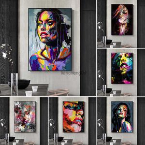 Póster de arte de pared abstracto nórdico para mujer, pinturas al óleo, Mural de grafiti callejero Pop, decoración moderna para el hogar, impresiones para decoración para sala de estar L230620