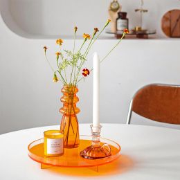 Nordic Acrylique Round Round Living Room Pountre Organisateur Table basse Basse plateaux Plailles de rangement de rangement de rangement de rangement décor