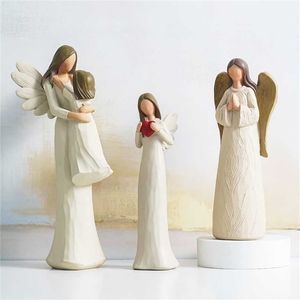 Nordic Angel Figurine Résine Artiste de caractère Modèle Statue Vintage Accueil Décor Accessoire Fairy Jardin Mariage Cadeau de Noël 211108