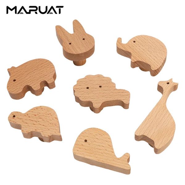 Manijas de gabinete de forma de animal nórdico perillas de cajón de madera perillas de armario de dormitorio para niños puertas de gabinete tiradores de muebles