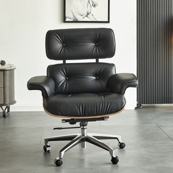 Chaise de bras nordique salon de bureau de bureau mobile inclinable chaise de créateur de chaise en cuir moderne Fauteuil Home meubles gxr34xp