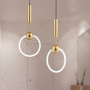 Nordic Art Creative Led Pendant Lamp Loft Dining Room Gold Loop Cafe Restaurant Decoratielamp Licht Tube 22W 32W