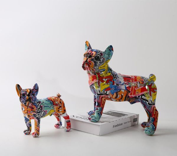 Nordic Art Painting Figurines Graffiti ls French Bulldog Creative Resin Home Decoration Wine Cabinet Office décor Resin Crafts5256141