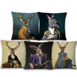 Noordse kunstposters stijl decoratieve kussenomslag zebra giraf olifant paardenmode mode dier sofa dier kussensloop 45x45cm 220623