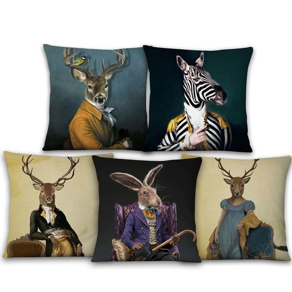 Art nordique affiches Style décoratif housse de coussin zèbre girafe éléphant cheval mode Animal canapé jeter taie d'oreiller 45X45 cm 220623