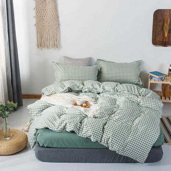 Juego de ropa de cama nórdico Capola de lino de cama con estampado verde cubierta de edredón de edredones de reina doble doble
