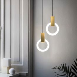 Noordse slaapkamer bedhangkooplampen moderne metalen siliconen ring hanglamp voor eetkamer barbars gangpad verlichtingsarmatuur