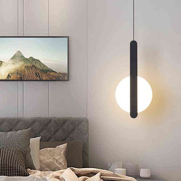 Lámpara colgante led de cocina para cabecera nórdica, lámpara colgante moderna para dormitorio, accesorio de iluminación LED, luces de suspensión populares W220324