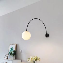 Lámpara de pared para cabecera nórdica, luz LED moderna para sala de estar, comedor, caña larga, pesca, sofá basculante multifuncional con interruptor