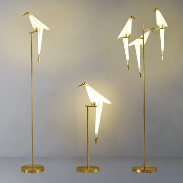 Lampadaire oiseau nordique créatif acrylique mille grues en papier lampadaire pour la décoration intérieure or pour salon standing279d