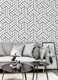 Noordse zwart -witte strepen Wandpapieren Home Decor Minimalist Ins Geometric Wallpaper for Living Room Slaapkamer988469999