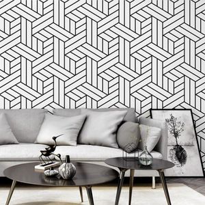 Papier peint nordique à rayures noires et blanches, décoration de maison, papier peint géométrique minimaliste Ins pour salon et chambre à coucher, 208m
