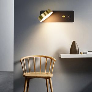 Nordic Black Wall Lights voor 9W met schakelaar slaapkamer huis bedbeddoor led lampen USB lading sconces