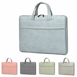 Porte-documents nordiques pour ordinateur portable, sac de protection en cuir PU, étui fin pour ordinateur portable pour femmes, sac à bandoulière pour ordinateur portable b7KD #