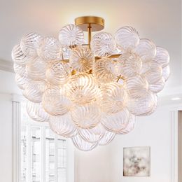 Noordse bubbelbal roterend glazen plafond verlichtingsbeveiliging 24 inch diameter messing en helder glas klein hanglampje voor slaapkamerstudie badkamer