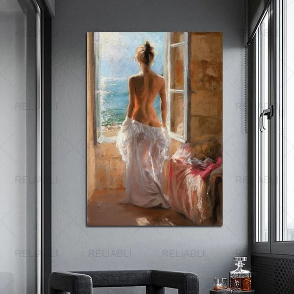 Peinture nordique en toile, imprimés d'affiches de portrait femme nue sexy, imprimés d'huile abstraits, photos murales pour la chambre, décoration de maison sans cadre