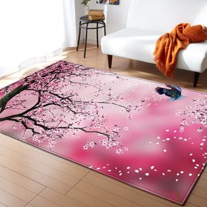 Nordic Carpets Soft Flanel 3D Cherry Blossoms Printed Area Rugs Parlor Mat Tapijten Antislip Grote Tapijt Tapijt voor Woonkamer 200925