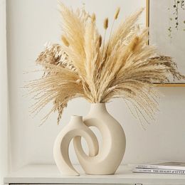 Vase interlock en céramique nordique douche nuptiale mariage petit ami cadeau petite amie Pampas herbe salon décoration de la maison bureau déco 231225