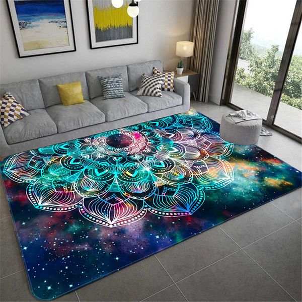 Nórdico colorido estrella cielo Mandala alfombra grande sala de estar hermosa alfombrilla de suelo niña dormitorio alfombra Floral baño felpudo 210626