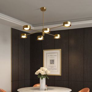 Nordic Copper Lampen Moderne minimalistische high-end woonkamer koperen lampen licht luxe slaapkamer eetkamer kroonluchter