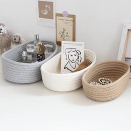 Noordse katoenen touw geweven opbergmanden Organiseren Boxs Desktop Sundroges Organiseren Basket Sundries Key Cosmetics Storage