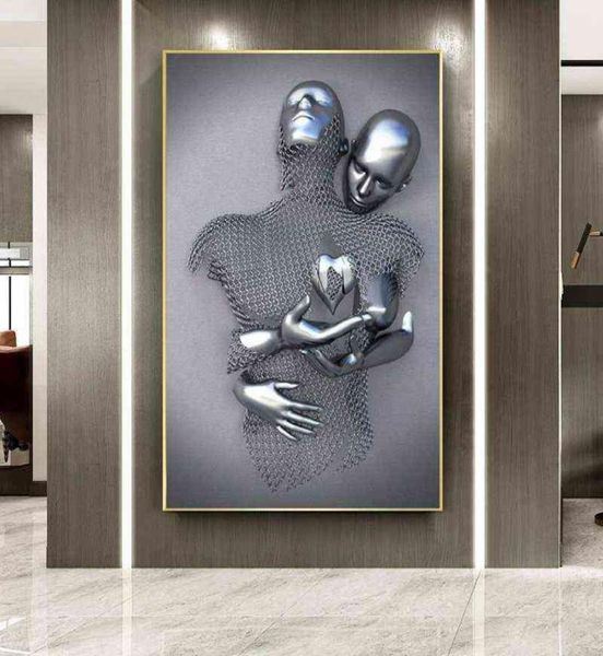 Nordic Couples Metal Figure Statue Wall Art Modern Painting Affiche Lover Sculpture Printmaking Utilisé pour le corridor Room Home Decor H7025515