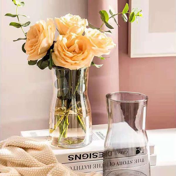Ornements de vase en verre coloré créatif nordique Ins Creative Hydroponic Transparent Flower Dryer Home Living Room Table Table Decoration