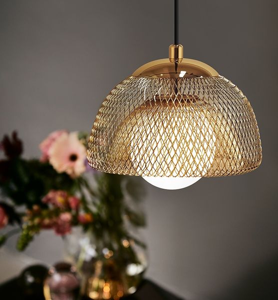 Boule de verre créative nordique led lustre lumières salle à manger chambre lampes suspendues de chevet garde-robe à tête unique petit éclairage de lustre