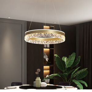 Nordic Creatieve Moderne LED Kroonluchter Plafond Dimbare Ronde Kroonluchter Woonkamer Eetkamer Slaapkamer Glanzende Verlichtingsarmaturen