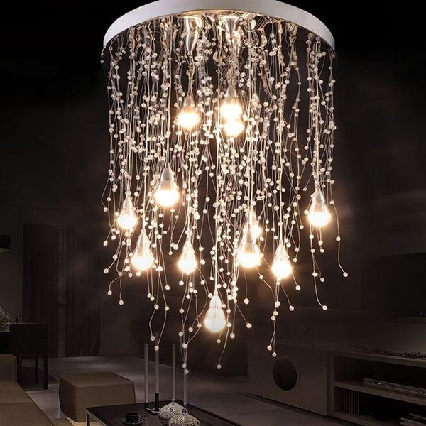 Lampe de plafond de rideau de perles de cristal nordique pour escalier créatif maison déco salon lumières enfants chambre LED plafonniers M239I