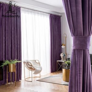 Rideaux nordiques pour salon salle à manger chambre lumière luxe velours Style européen violet couleur unie rideau fenêtre sur mesure 240109