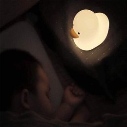 Nordic schattige mooie cartoon saaie eend nachtlampje USB oplaadbare touch control timer instelling nacht bedlampje kinderen baby gift CCF6928