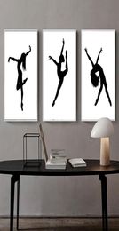 Nordic Dance Wall Art Ballet Dancing Girl Paint Noir blanc Minimaliste de ballet Dance Affiche Dance de 31959463