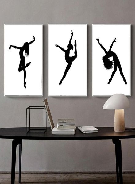 Art mural de danse nordique, peinture de fille dansante de Ballet, noir et blanc, affiche de danse de Ballet minimaliste, ensemble de 34359242