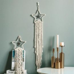Accessoires de décoration nordique Boho Tapisseries d'étoiles tissées à la main Ornements Cadeau de Noël pour Chambre d'enfant Ferme Décor à la maison Macr3332r