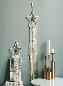 Accesorios de decoración nórdica, tapices de estrellas tejidos a mano bohemios, adornos, regalo de Navidad para habitación de niños, decoración del hogar de granja Macr9398054