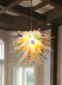 Lampes suspendues de conception nordique en verre soufflé à la main économie d'énergie lustres multicolore luxe LED décor à la maison