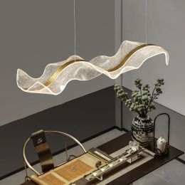 Luces colgantes LED de ola de diseñador nórdico Acrílico Dimmable para mesa de comedor de comedor Candelier de la lámpara de decoración del hogar