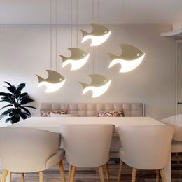 Noordse eetkamer hanglampen 1/3/4/5 koppen kunst creatieve vis vorm decor home indoor verlichting keuken eiland restaurant hangen