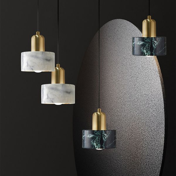 Lampes suspendues de salle à manger nordique lampe de chevet créative en marbre de cuivre moderne Restaurant Bar café éclairage industriel