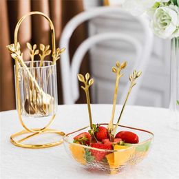 Nordic Eettafel Rvs Vork Fruit Vork Opslag Houder Huishoudelijke Keuken Kleine Lepel Chopsticks Box Home Decor Geschenken 211012