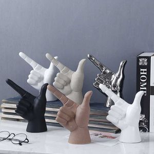 Nordic Fashion Creative Ins Gesture Finger Model Meubels Keramische Thuis Ambachten Ornamenten Decor Modern Keramiek Standbeeld 210804