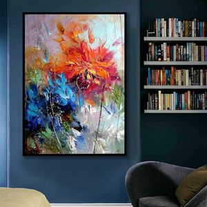 Nordic Flora Oil Painting Abstract Aquarel Flowers Posters en prints Wall Art Mural Picture for Living Room Decoratie