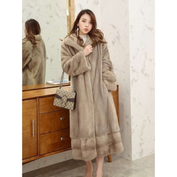 Manteau nordique en fourrure de vison pour femme, nouveau manteau d'hiver 2023, à revers Long, Version coréenne, 810989
