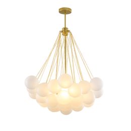 Noordse matglagglasbal kroonluchter voor dineren woonkamer decoratie goud zwarte bubbel led hanglampen hangende lamp