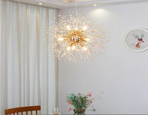 Nordique G9 cristal Led lustres Loft argent or feu d'artifice pendentif plafond suspension luminaires pour salon Shop9477621