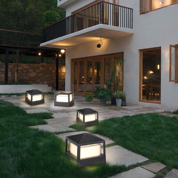 Pilier lumineux LED imperméable en aluminium, style nordique, luminaire décoratif d'intérieur, idéal pour un jardin, une Villa, un porche ou un porche, 12W