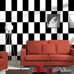Nordic Geometric Zwart-wit 3D Muurdocumenten PVC Vinyl Grid Wallpaper Roll 3D voor Woonkamer Achtergrond Muurschildering Papel Pintado